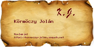 Körmöczy Jolán névjegykártya