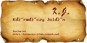 Körmöczy Jolán névjegykártya