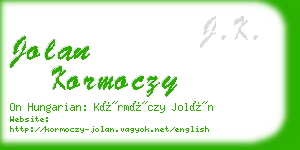 jolan kormoczy business card